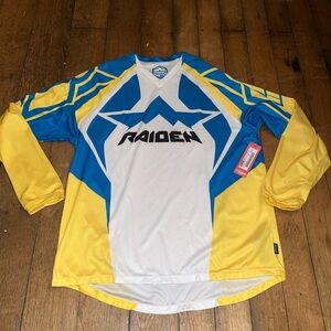 Icon Raiden Raid Arakis MX Motocross Jersey Adult Large L Blue Yellow White